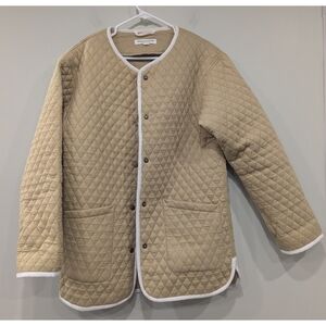 Emerson Frye India Collection Tan Quilted Snap Closure Coat Size Medium